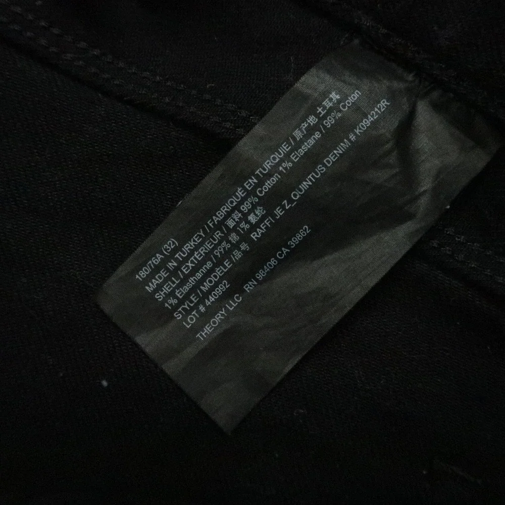 Theory Jeans Mens 30x26 Black Raffi Slim‎ Fit Five Pocket Straight